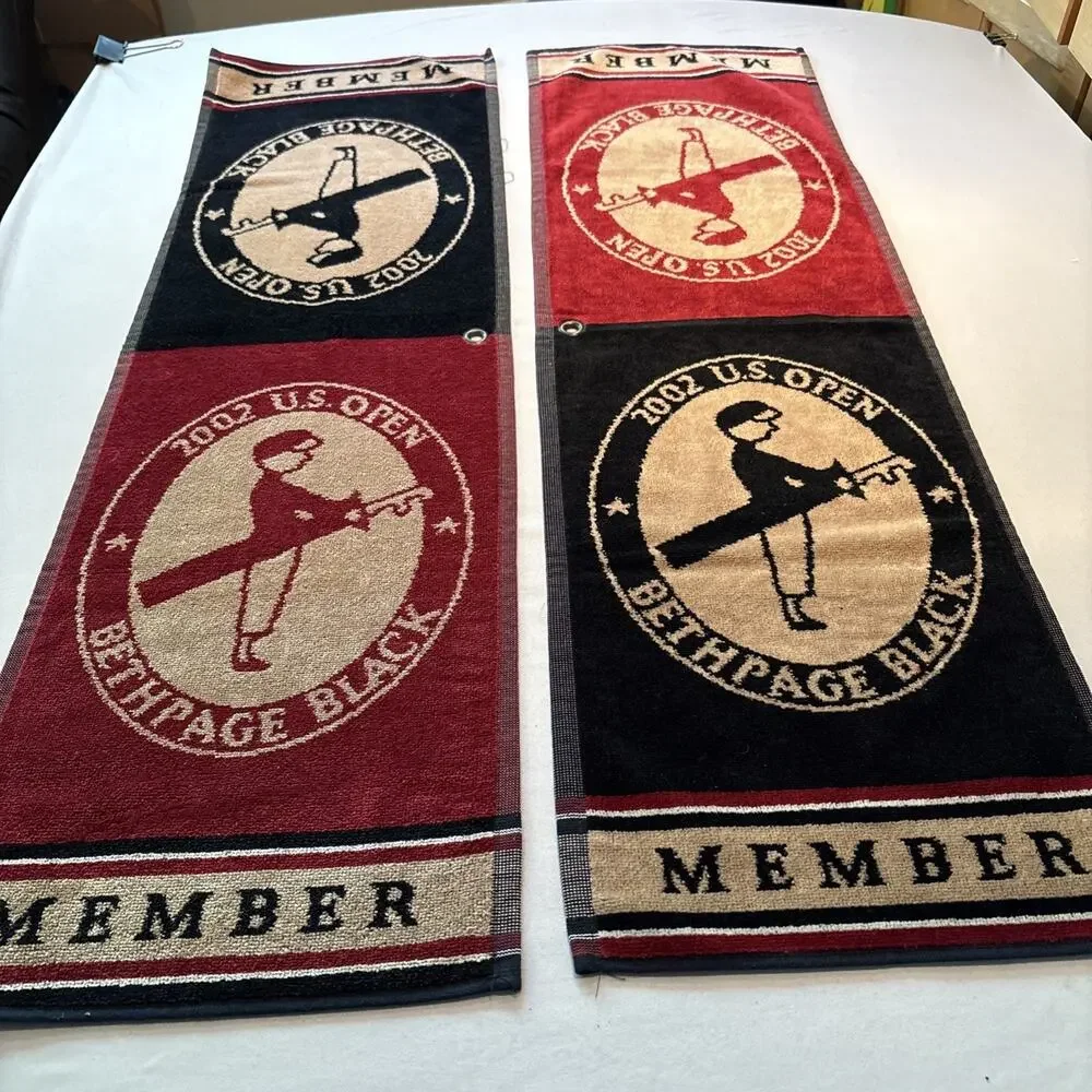 LOT OF 2: 2002 U.S. Open Bethpage Member Golf Towel Sir Christopher Kotton Excel